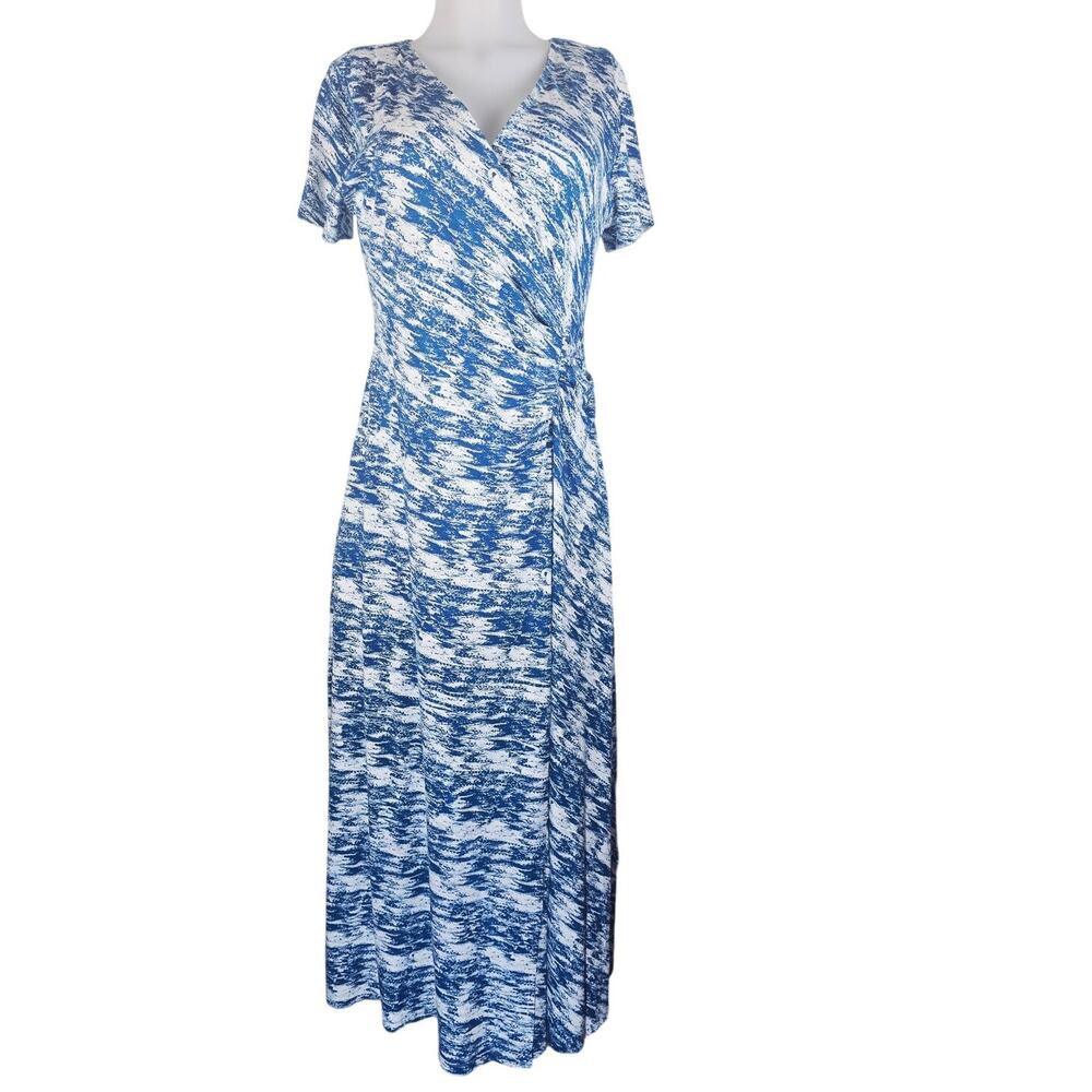 Soft Surroundings Faux Wrap Top Side Waist Ruching Women's Maxi Dress M